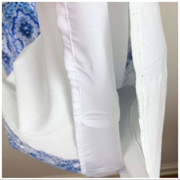 Maggy London Sleeveless Dress | Fit‎ and Flare Blue White 8 - Picture 13 of 14